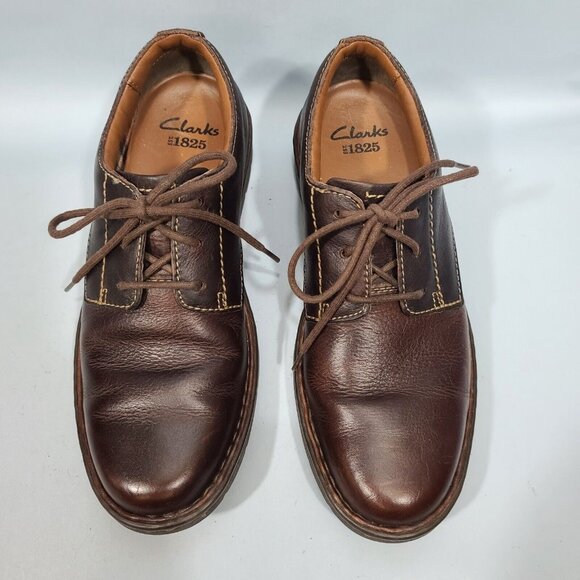 Clarks Stratton Way Brown Leather Oxfords Mens Shoes Size 8M - Picture 4 of 11